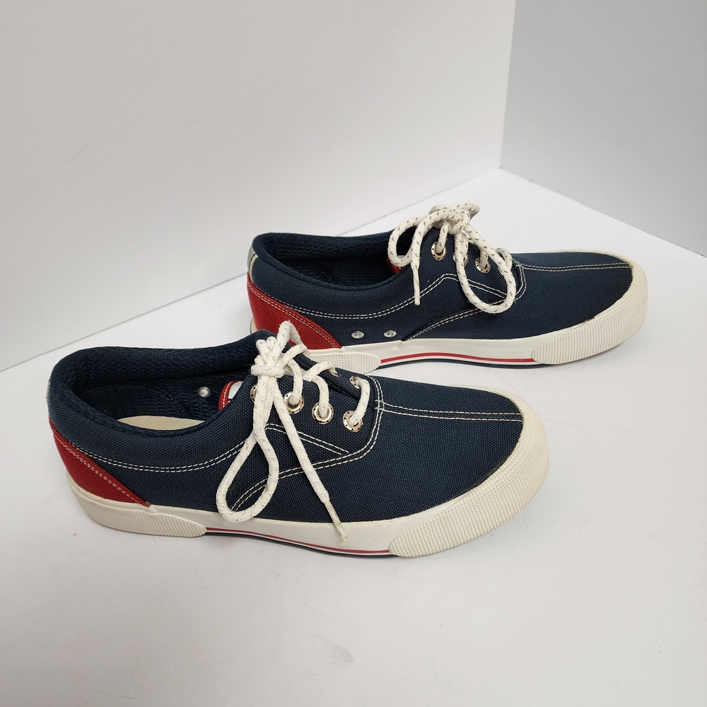 Pro-Keds Navy Canvas Lace-Up Sneakers with Red Heel Accent Women's Sz 9